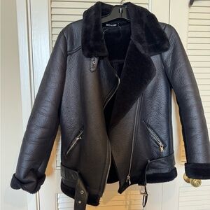 Zara shearling and leather jacket